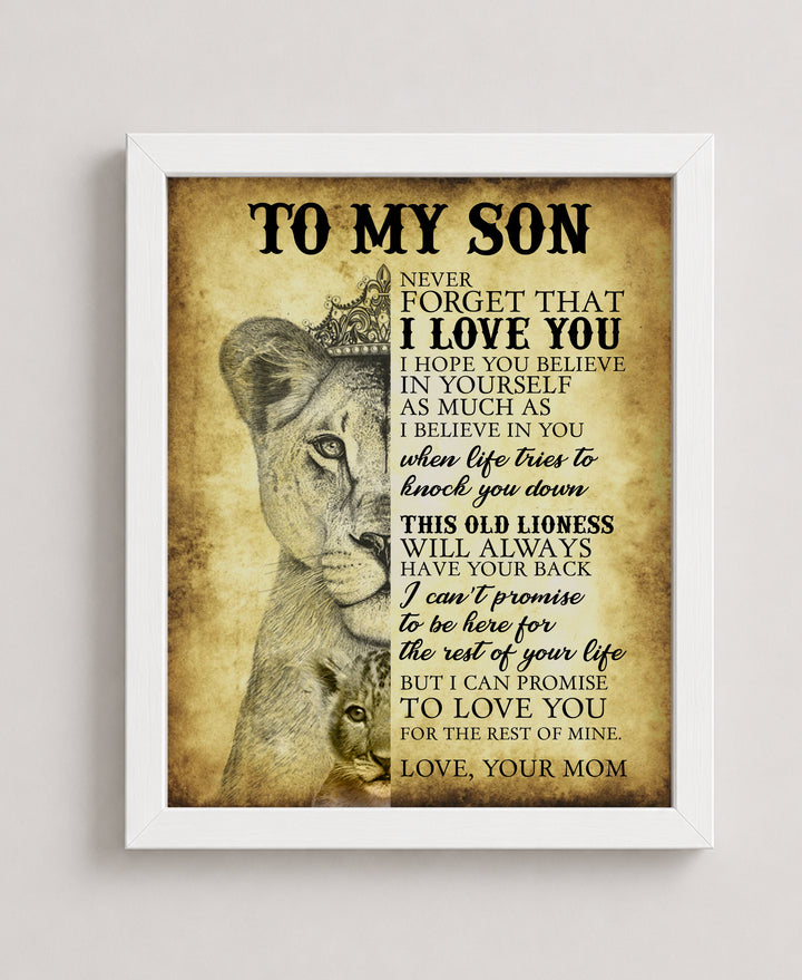 To My Son Never Forget That I Love Family Inspirational Wall Art