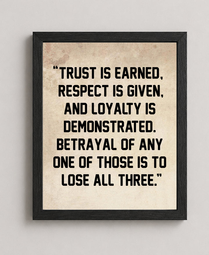 Trust is Earned Motivational Typography Inspirational Wall Art