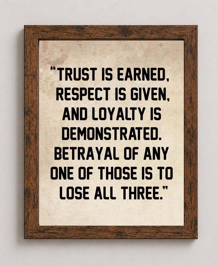 Trust is Earned Motivational Typography Inspirational Wall Art