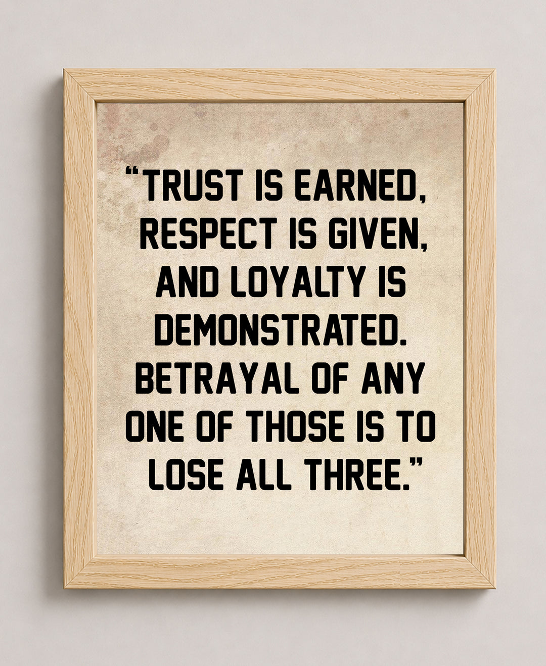 Trust is Earned Motivational Typography Inspirational Wall Art