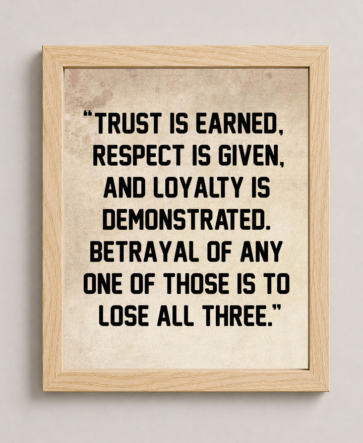 Trust is Earned Motivational Typography Inspirational Wall Art