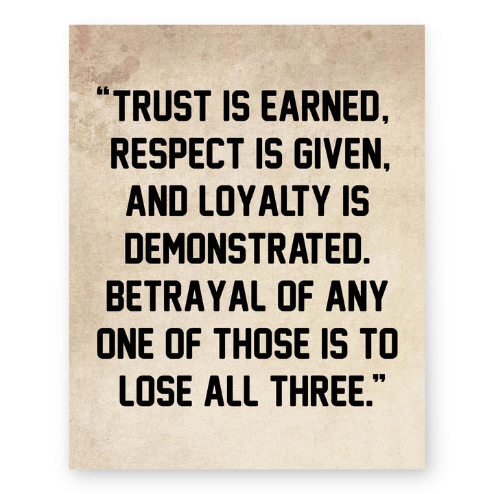 Trust is Earned Motivational Typography Inspirational Wall Art