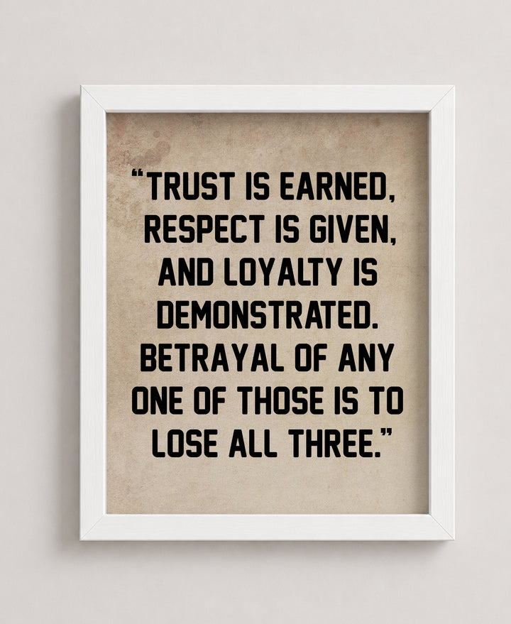 Trust is Earned Motivational Typography Inspirational Wall Art