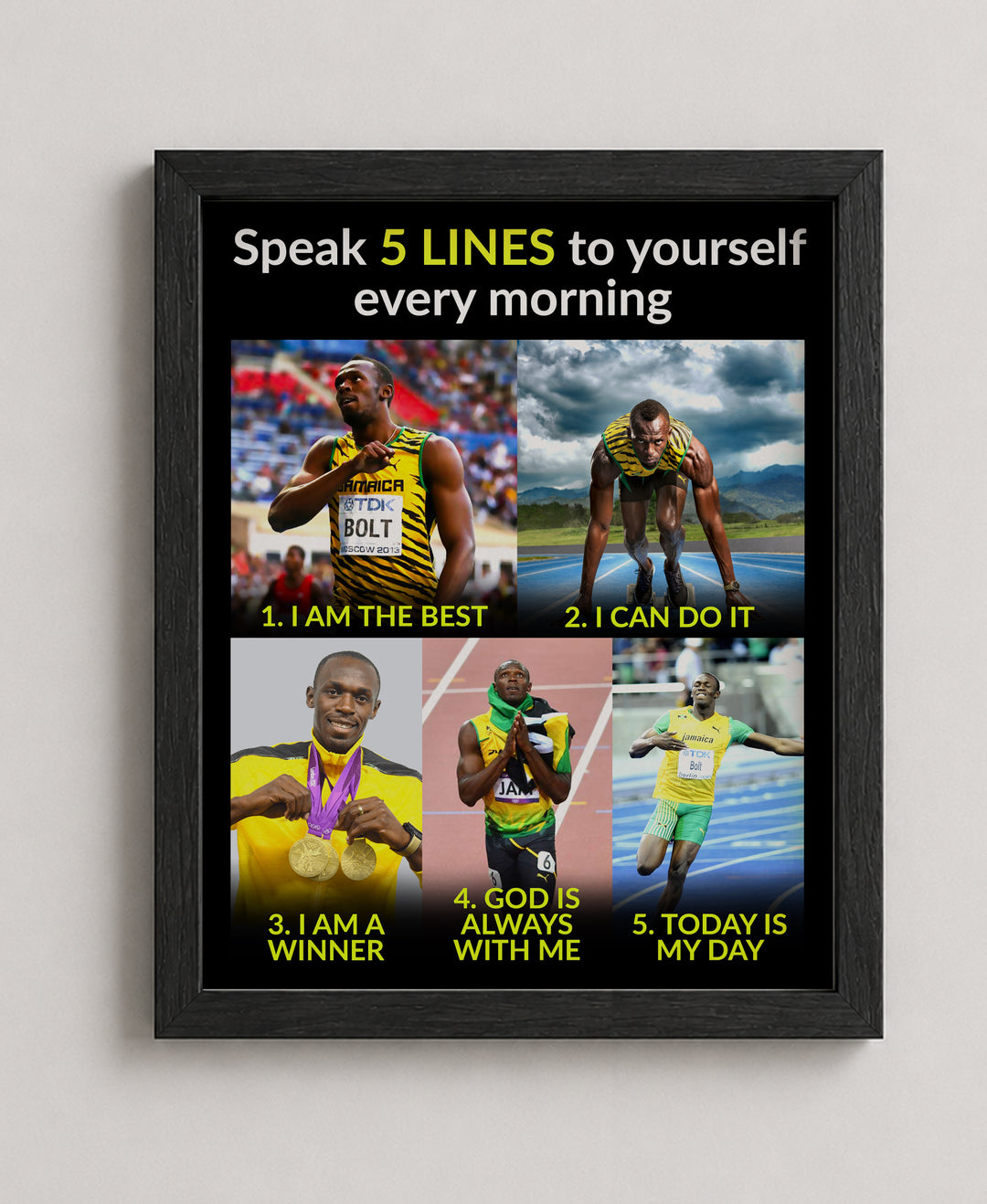 Speak 5 Lines to Yourself Every Morning Sports Motivational Wall Art