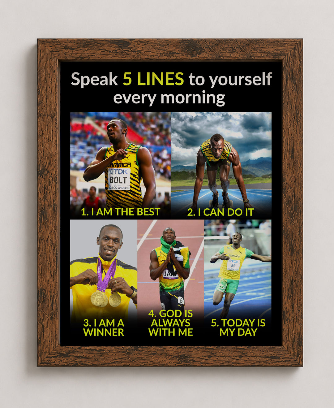 Speak 5 Lines to Yourself Every Morning Sports Motivational Wall Art