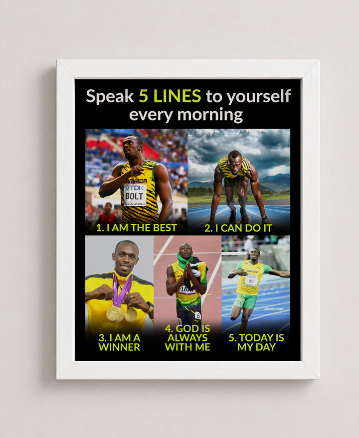 Speak 5 Lines to Yourself Every Morning Sports Motivational Wall Art