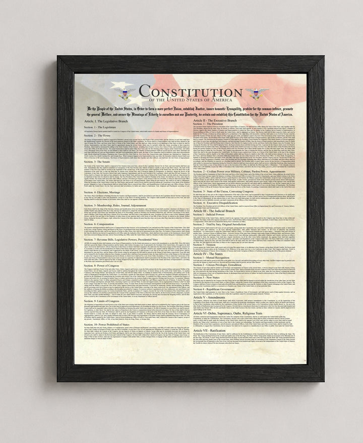 Constitution of the United States Parchment Replica Patriotic Wall Art