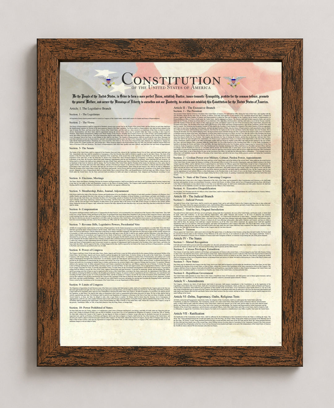 Constitution of the United States Parchment Replica Patriotic Wall Art