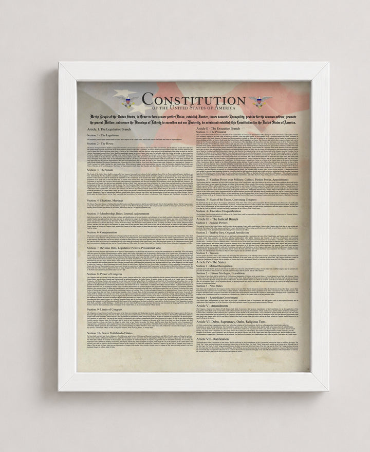 Constitution of the United States Parchment Replica Patriotic Wall Art