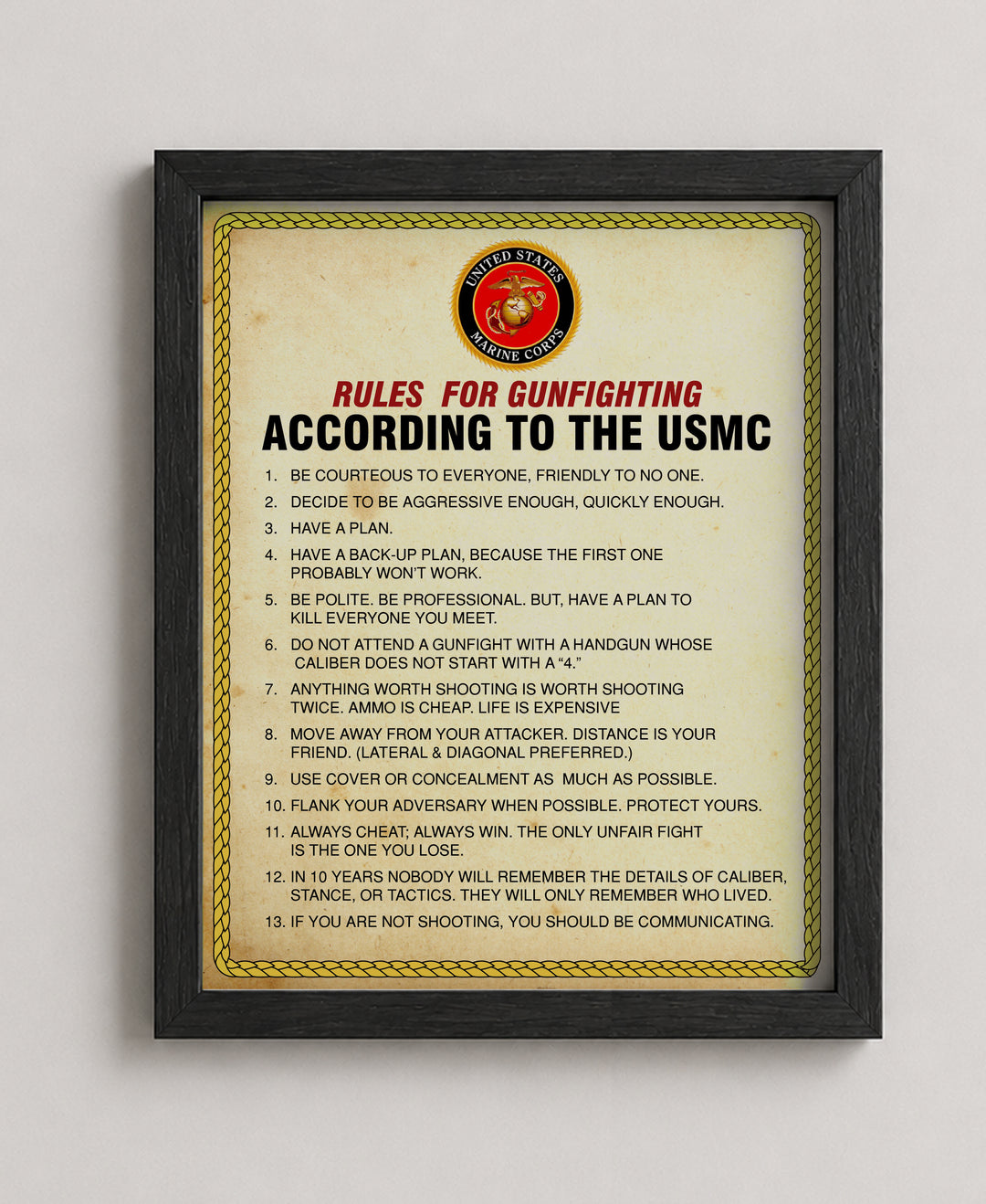 Rules For Gun Fighting Military Wall Art
