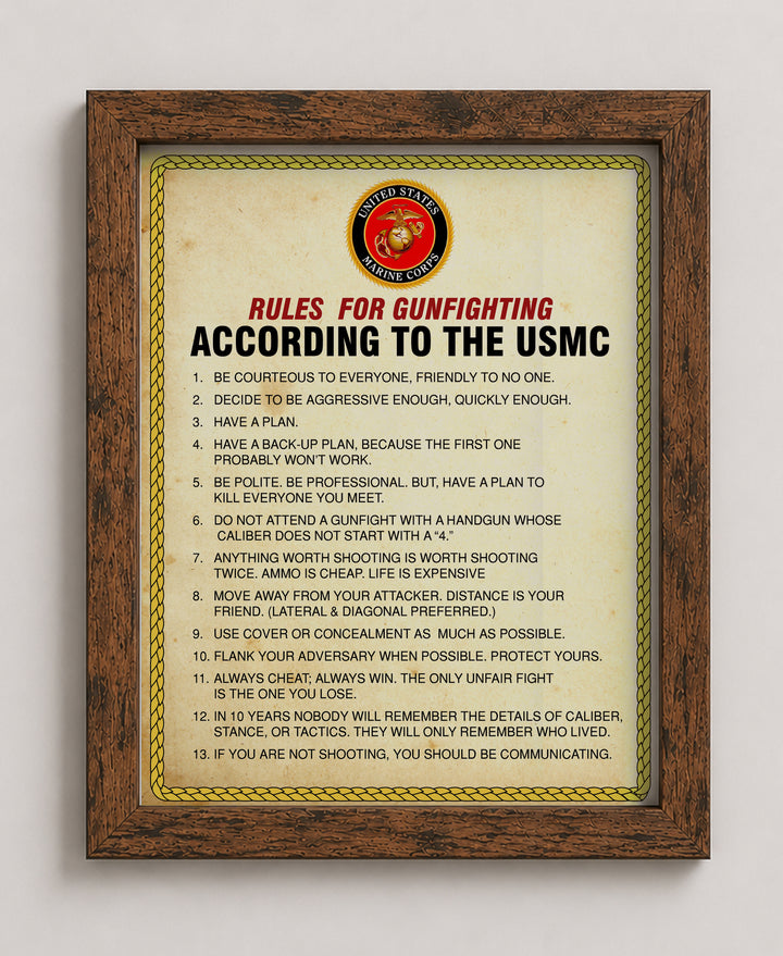Rules For Gun Fighting Military Wall Art