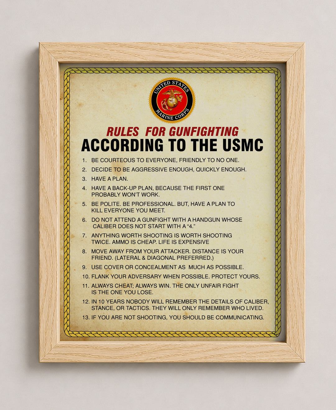 Rules For Gun Fighting Military Wall Art