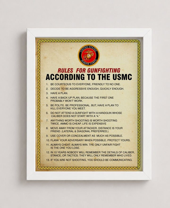 Rules For Gun Fighting Military Wall Art