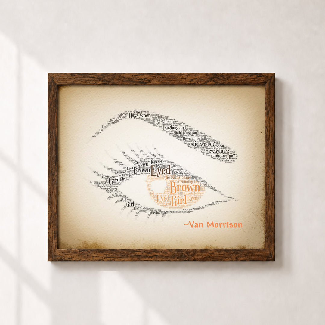 Van Morrison Brown Eyed Girl Lyrical Vintage Rock Music Wall Art