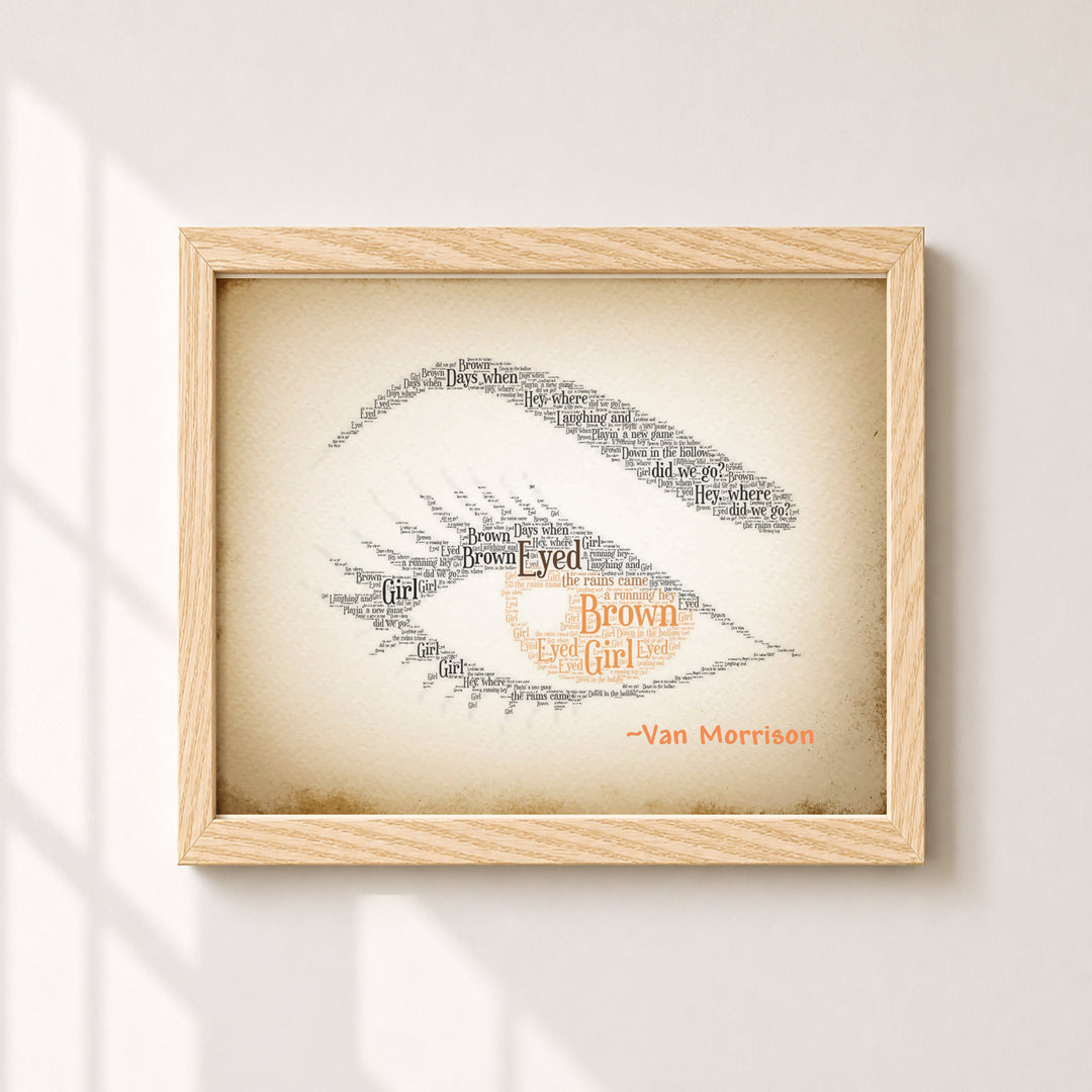 Van Morrison Brown Eyed Girl Lyrical Vintage Rock Music Wall Art