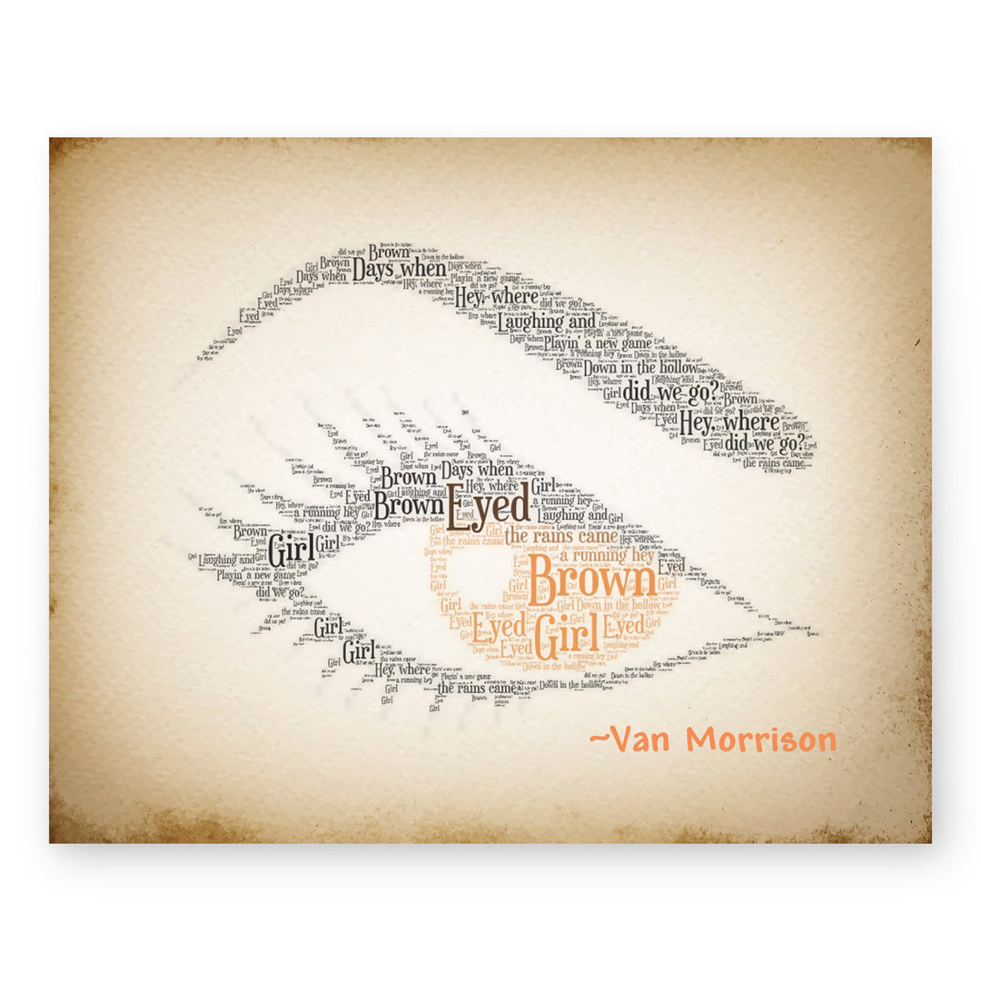 Van Morrison Brown Eyed Girl Lyrical Vintage Rock Music Wall Art
