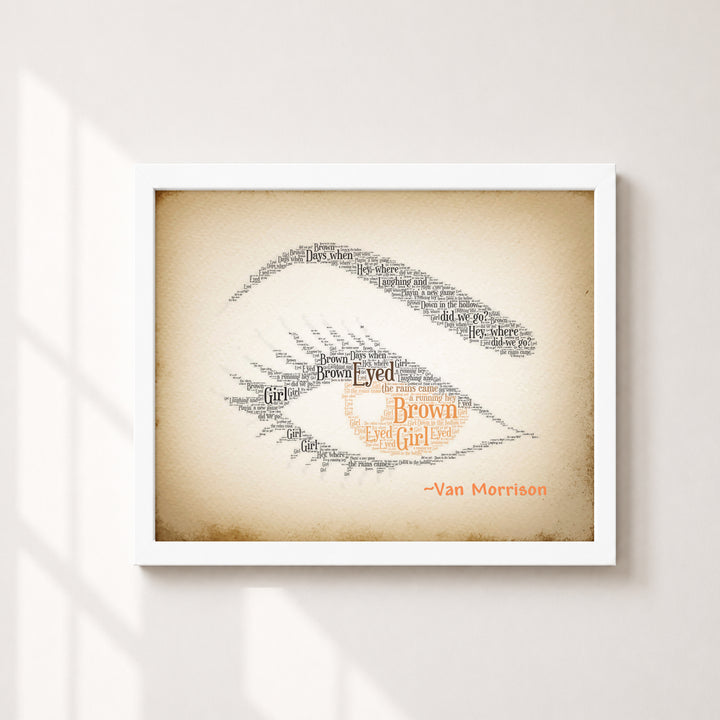 Van Morrison Brown Eyed Girl Lyrical Vintage Rock Music Wall Art