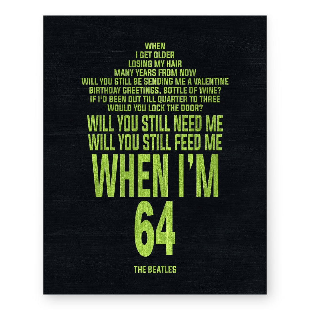 When Im 64 The Beatles Song Lyrics Music Wall Art