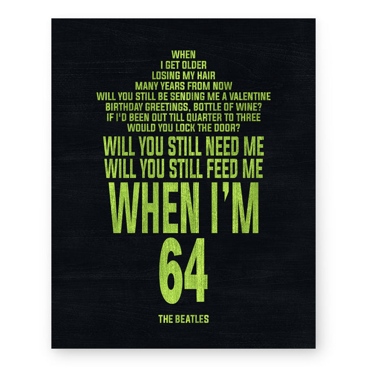 When Im 64 The Beatles Song Lyrics Music Wall Art