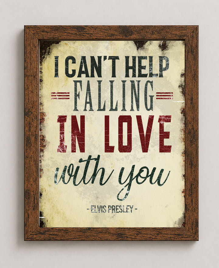 Cant Help Falling In Love Elvis Presley Vintage Music Wall Art