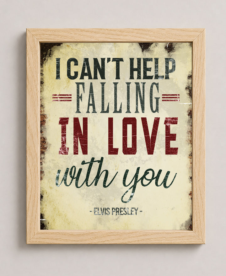 Cant Help Falling In Love Elvis Presley Vintage Music Wall Art