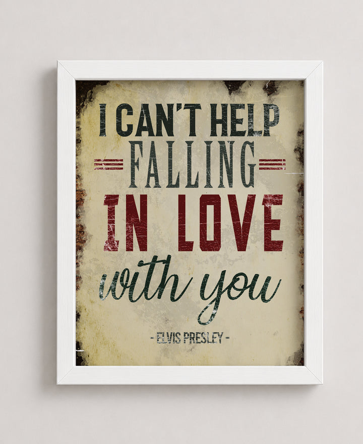 Cant Help Falling In Love Elvis Presley Vintage Music Wall Art