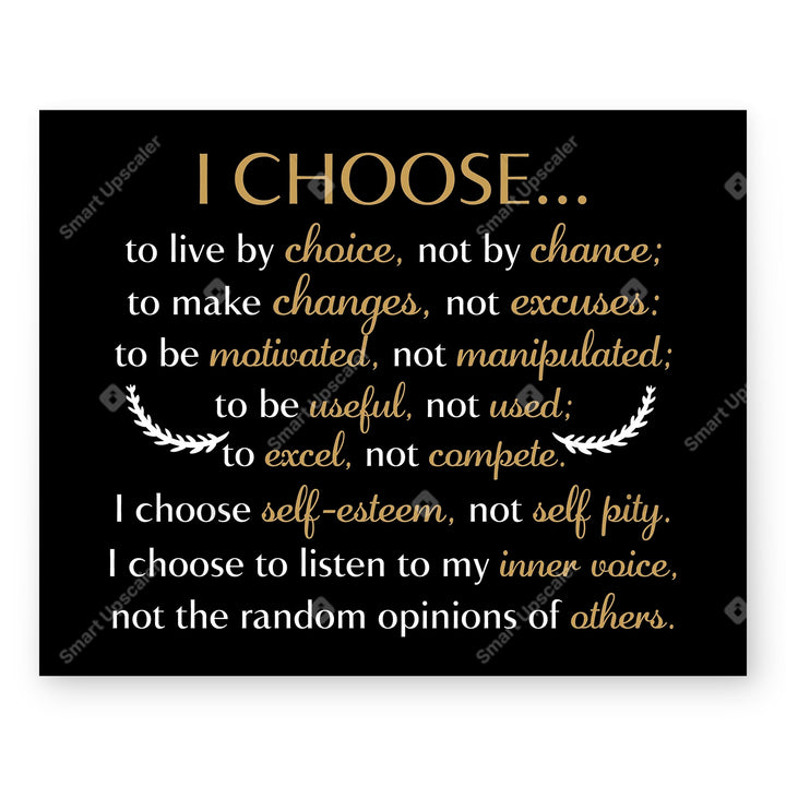 Live by Choice Not by Chance Inspirational Wall Art