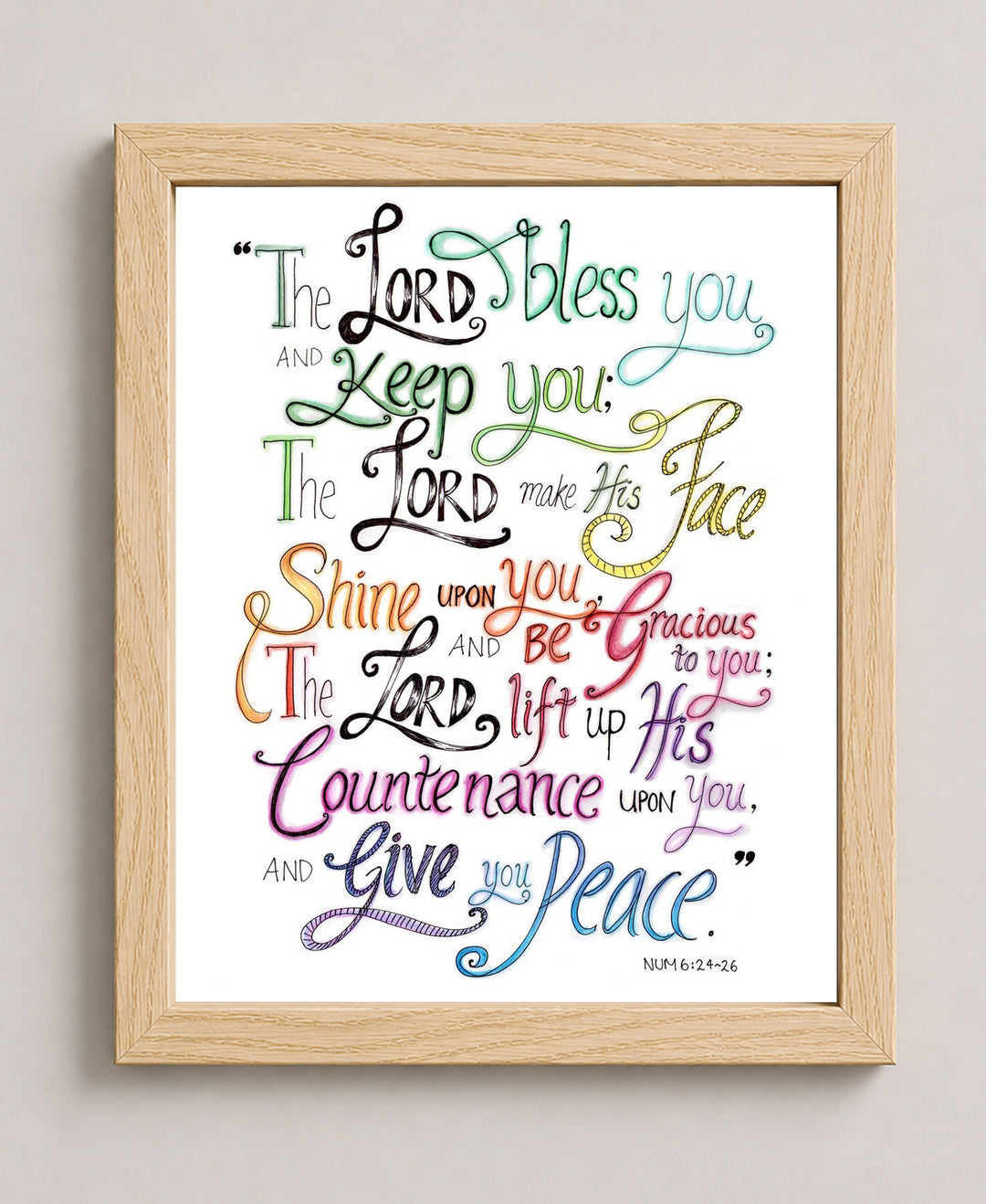 The Lord Bless You &amp; Keep You Numbers Bible Verse Wall Art