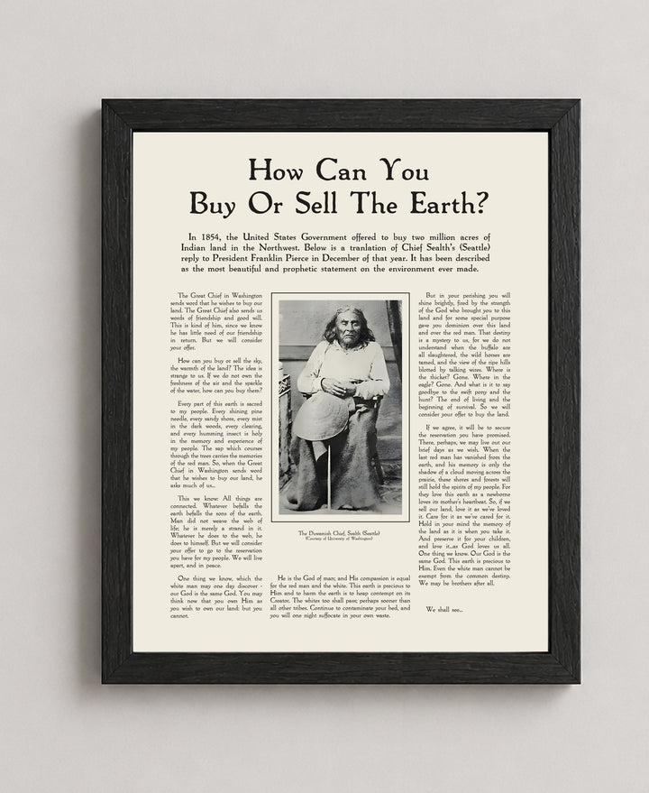 Chief Seattle Speech Inspirational Wall Art