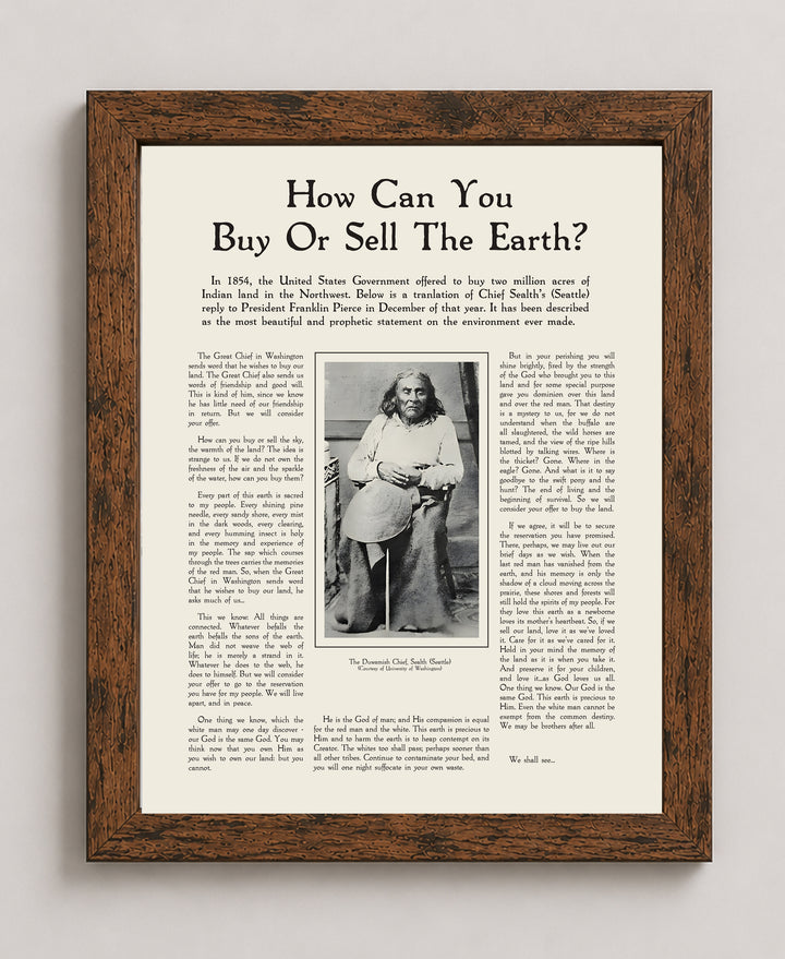 Chief Seattle Speech Inspirational Wall Art