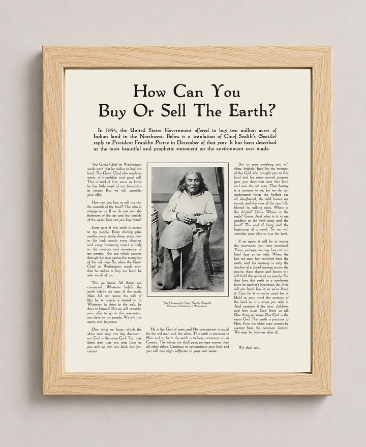 Chief Seattle Speech Inspirational Wall Art