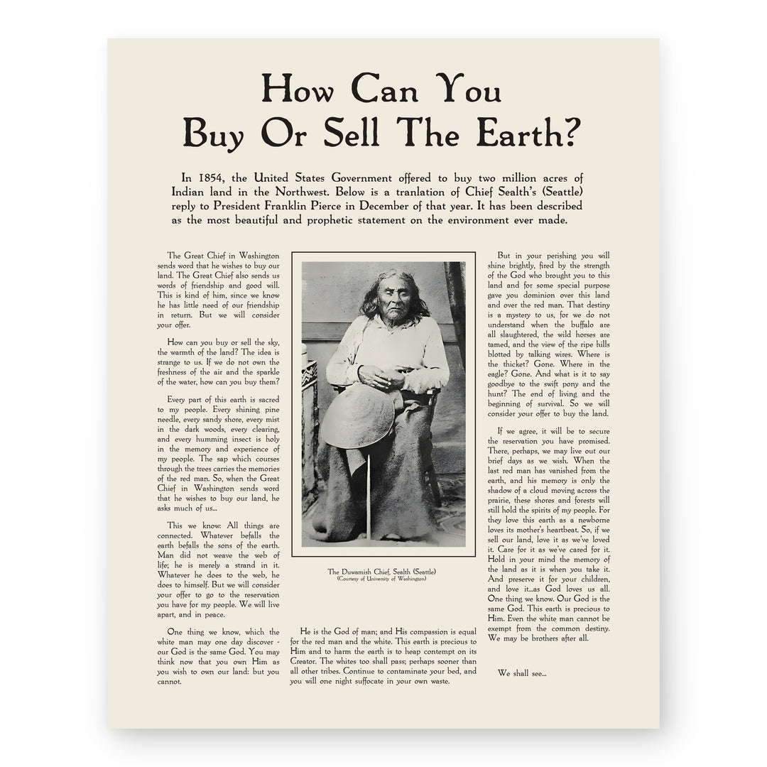 Chief Seattle Speech Inspirational Wall Art