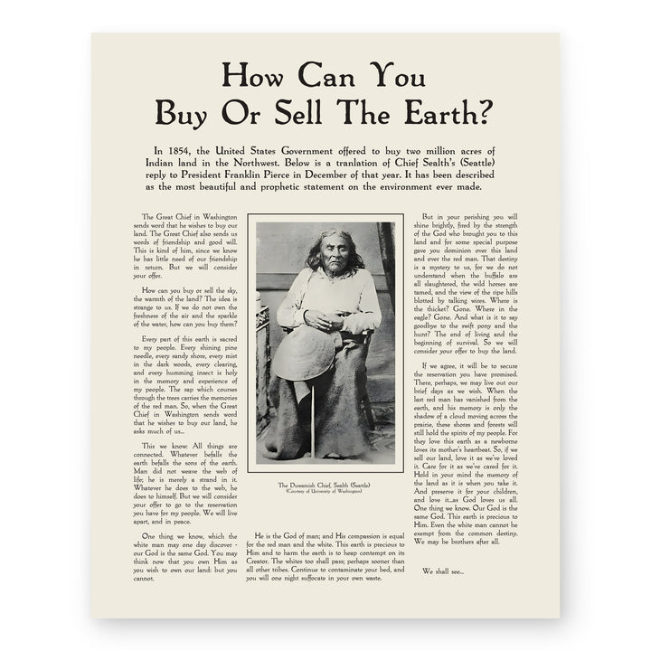 Chief Seattle Speech Inspirational Wall Art