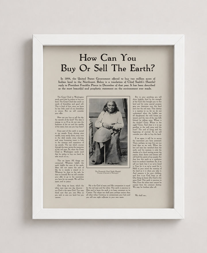 Chief Seattle Speech Inspirational Wall Art