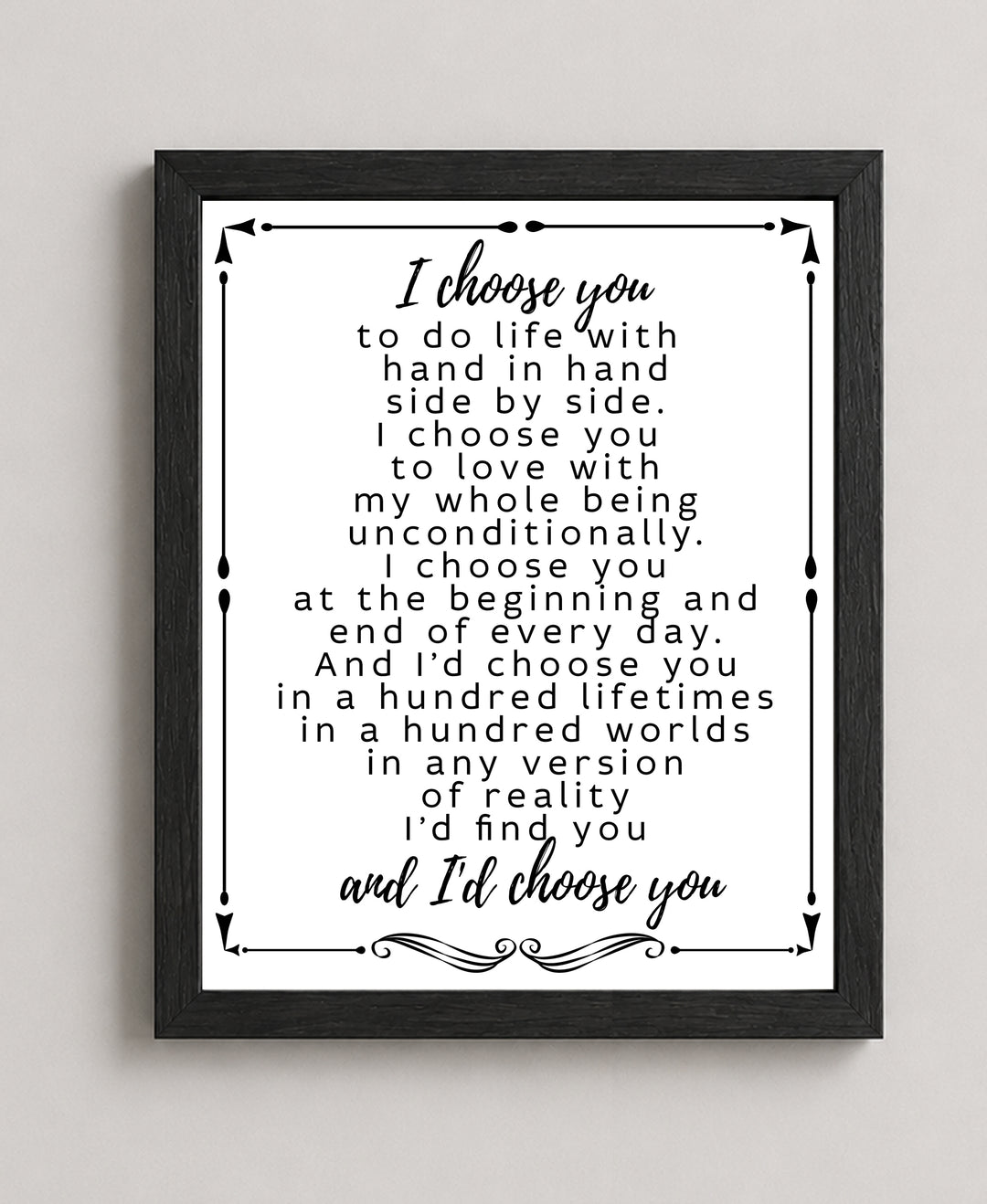 Romantic Wedding Vow Print for Husband Family Inspirational Wall Art