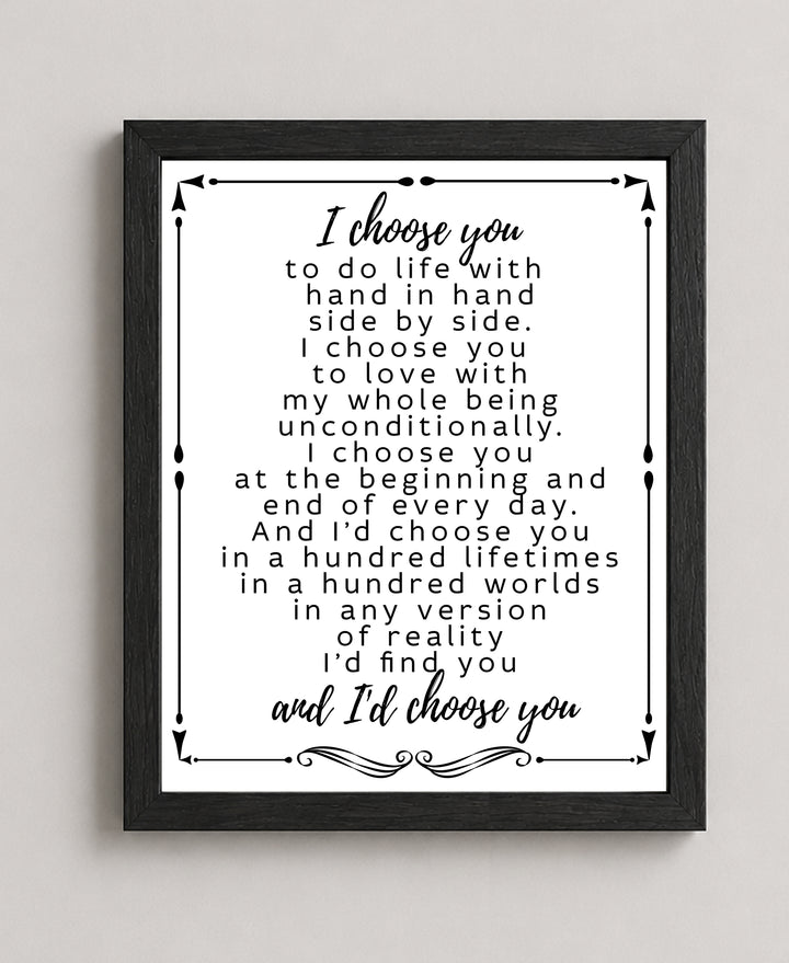 Romantic Wedding Vow Print for Husband Family Inspirational Wall Art