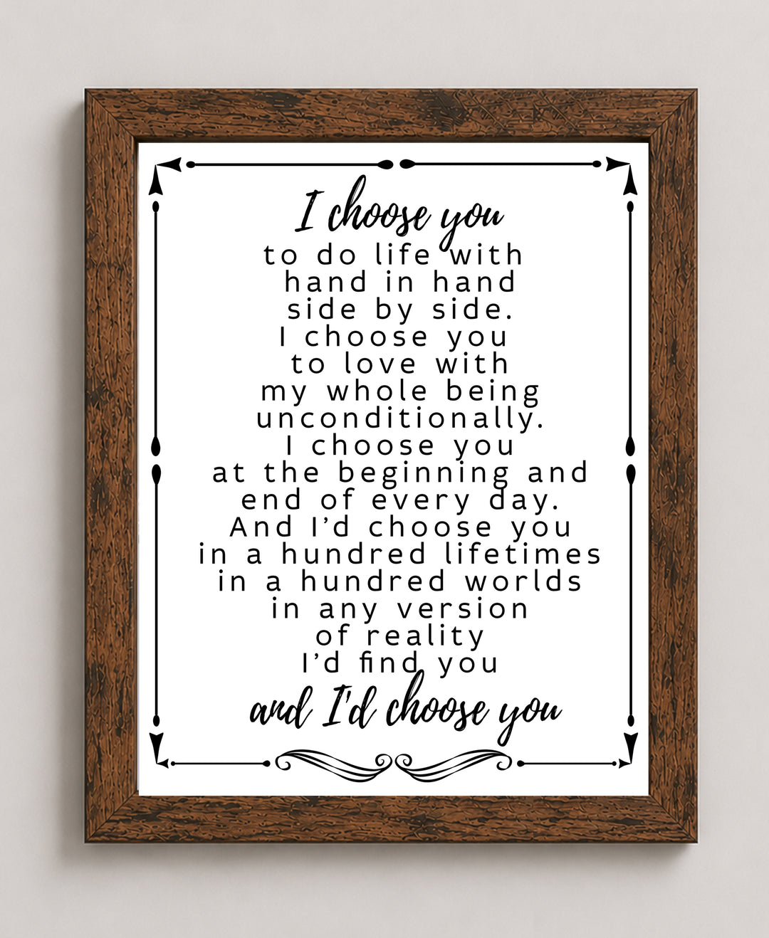 Romantic Wedding Vow Print for Husband Family Inspirational Wall Art