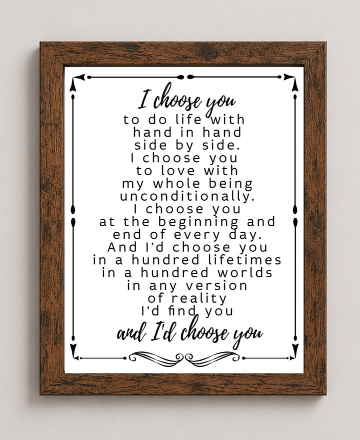 Romantic Wedding Vow Print for Husband Family Inspirational Wall Art