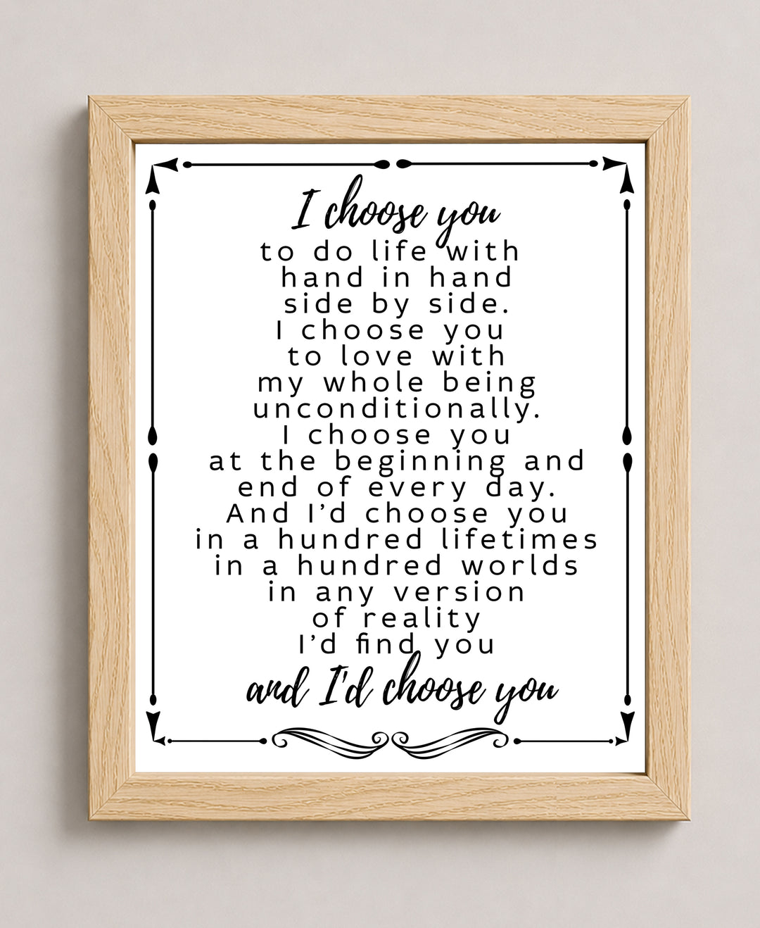 Romantic Wedding Vow Print for Husband Family Inspirational Wall Art