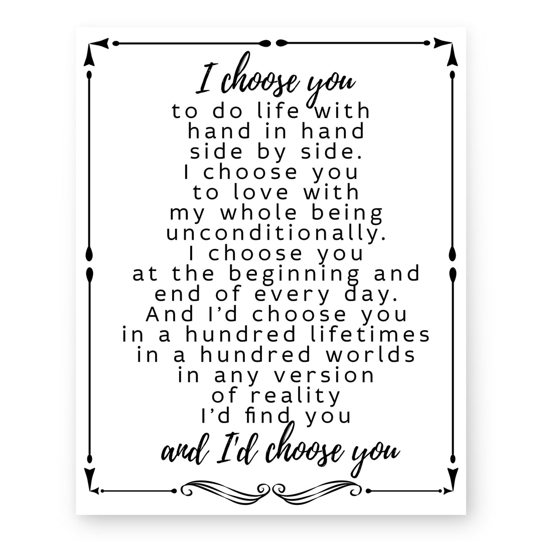 Romantic Wedding Vow Print for Husband Family Inspirational Wall Art