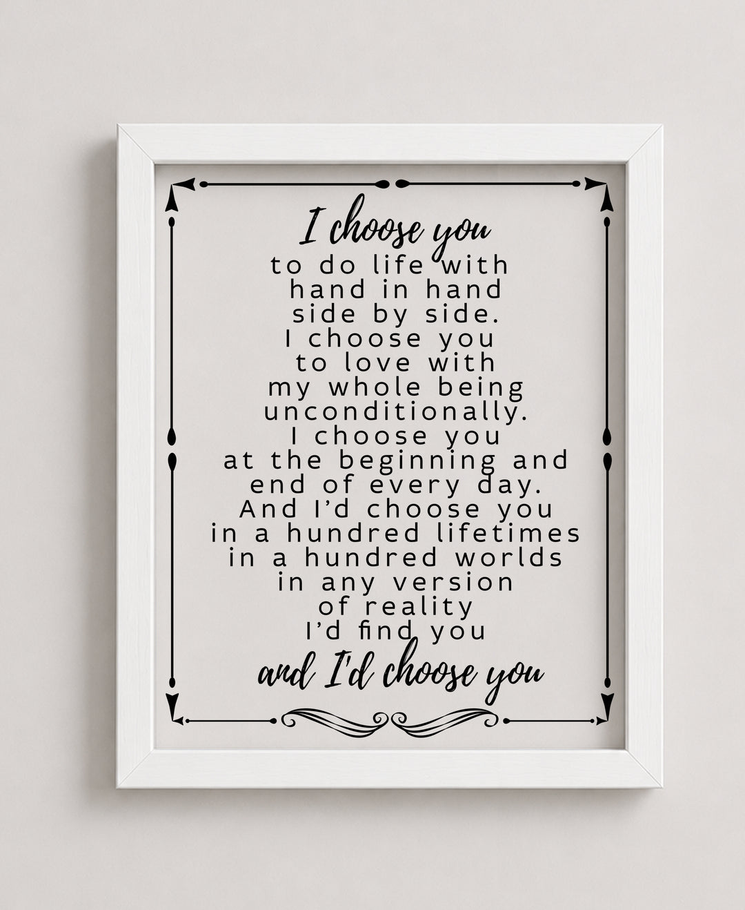 Romantic Wedding Vow Print for Husband Family Inspirational Wall Art