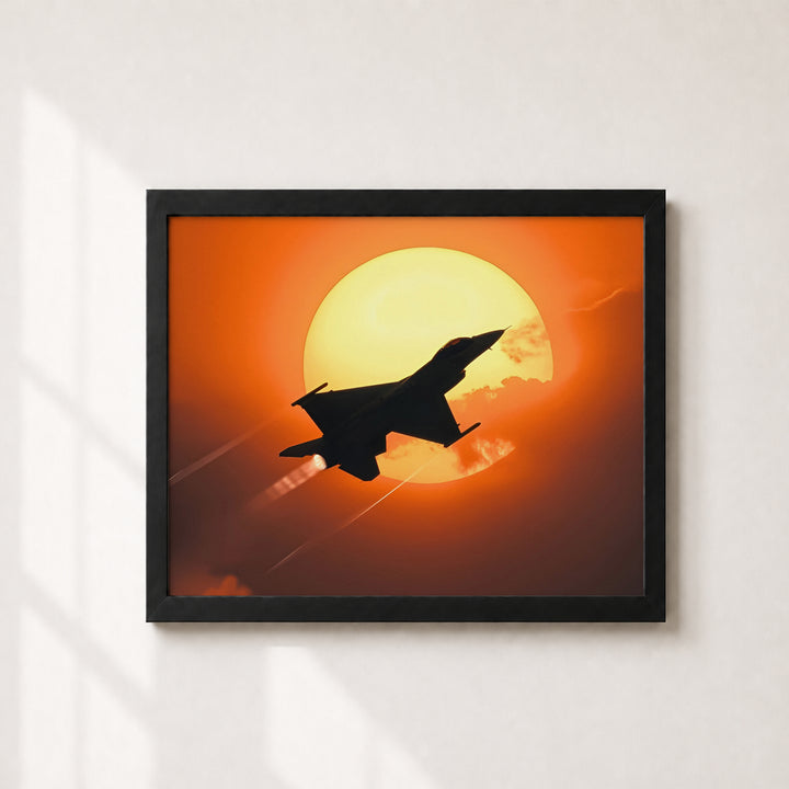 Fighter Jet Sunset Military Aviation Wall Art