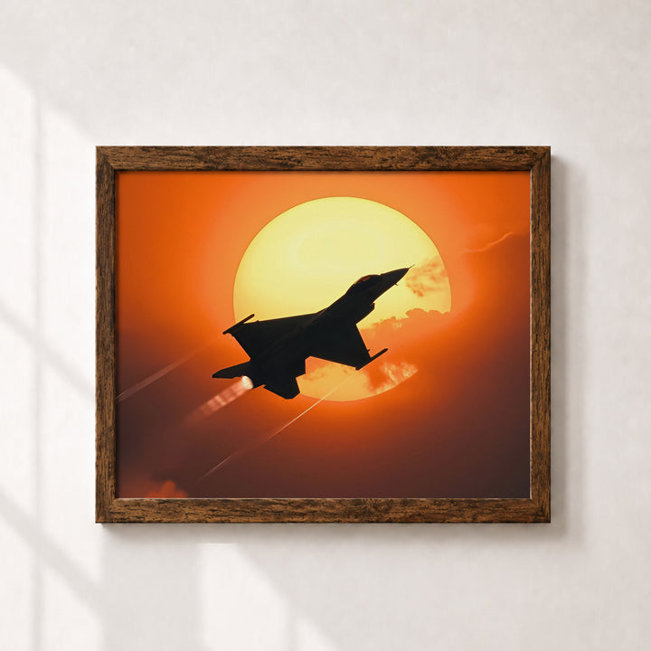 Fighter Jet Sunset Military Aviation Wall Art