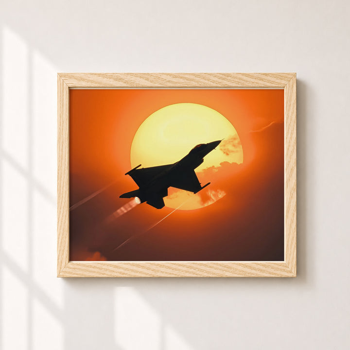 Fighter Jet Sunset Military Aviation Wall Art