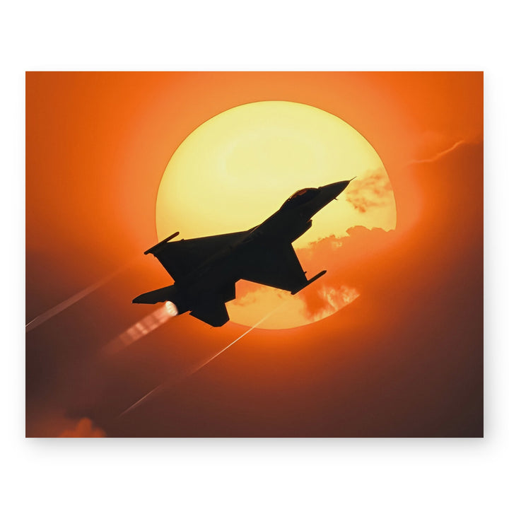 Fighter Jet Sunset Military Aviation Wall Art