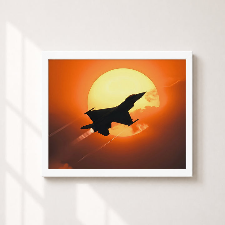 Fighter Jet Sunset Military Aviation Wall Art