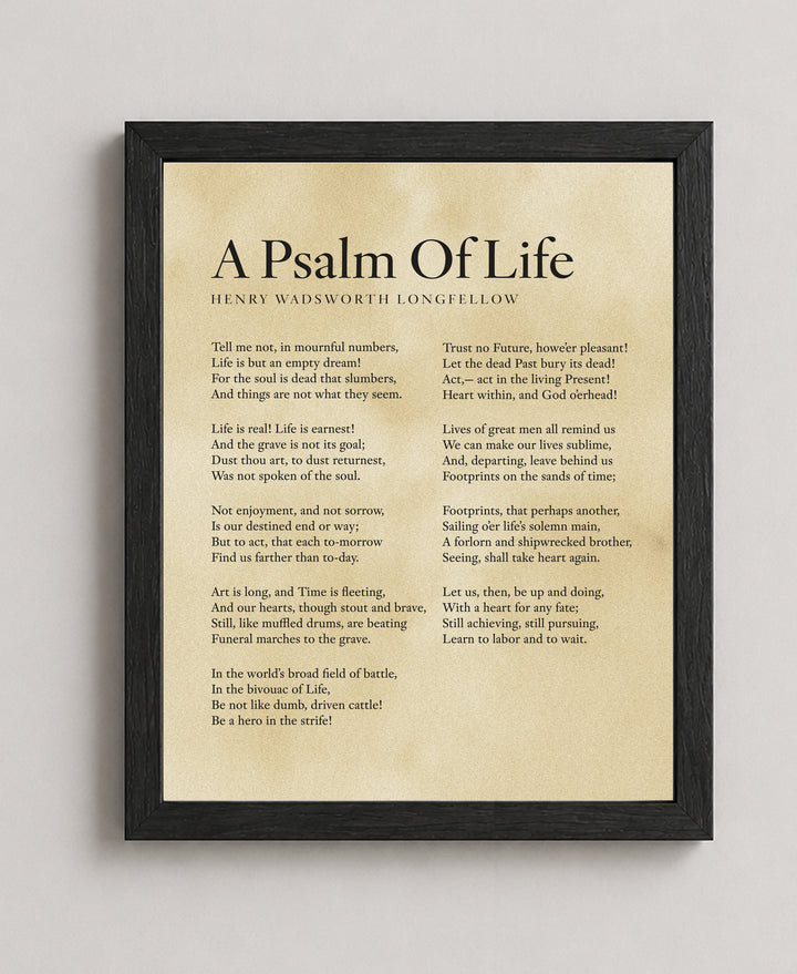 A Psalm of Life Longfellow Poem Vintage Literary Bible Verse Wall Art