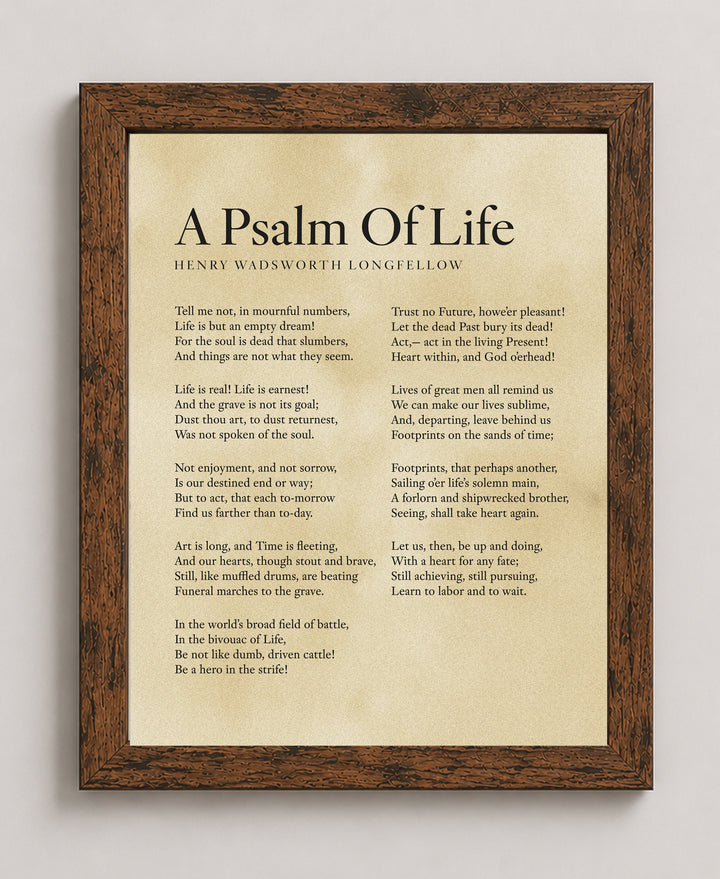 A Psalm of Life Longfellow Poem Vintage Literary Bible Verse Wall Art
