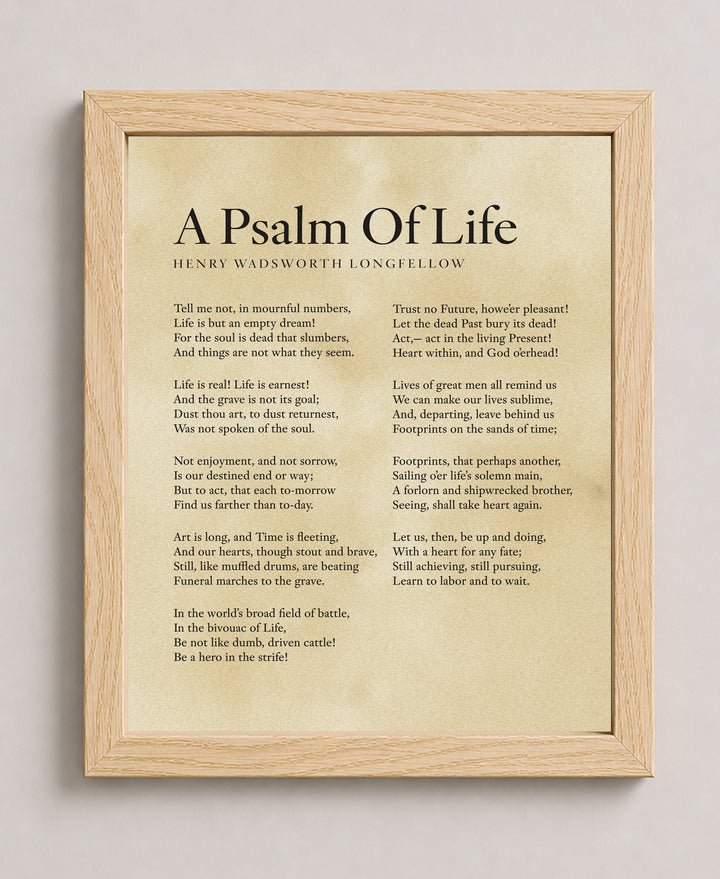 A Psalm of Life Longfellow Poem Vintage Literary Bible Verse Wall Art