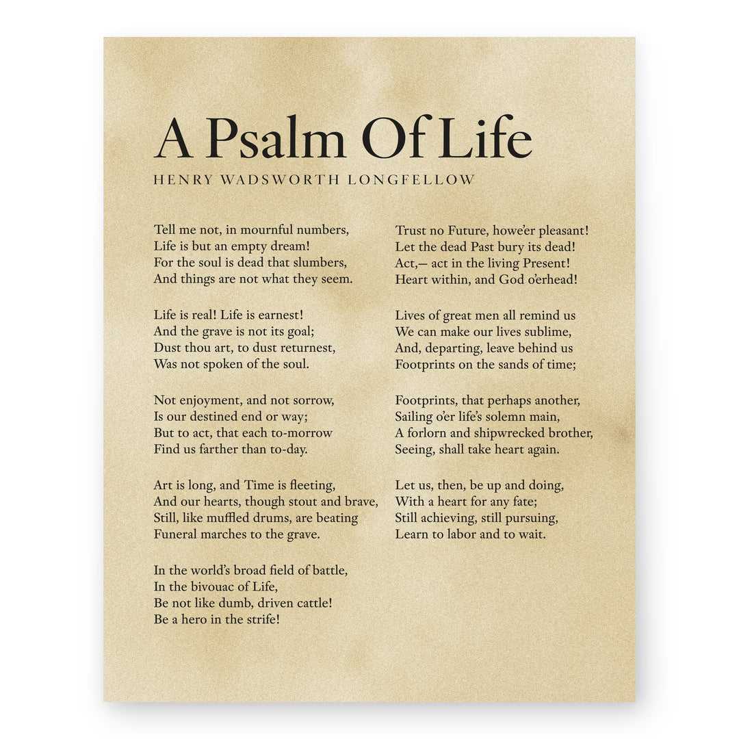 A Psalm of Life Longfellow Poem Vintage Literary Bible Verse Wall Art
